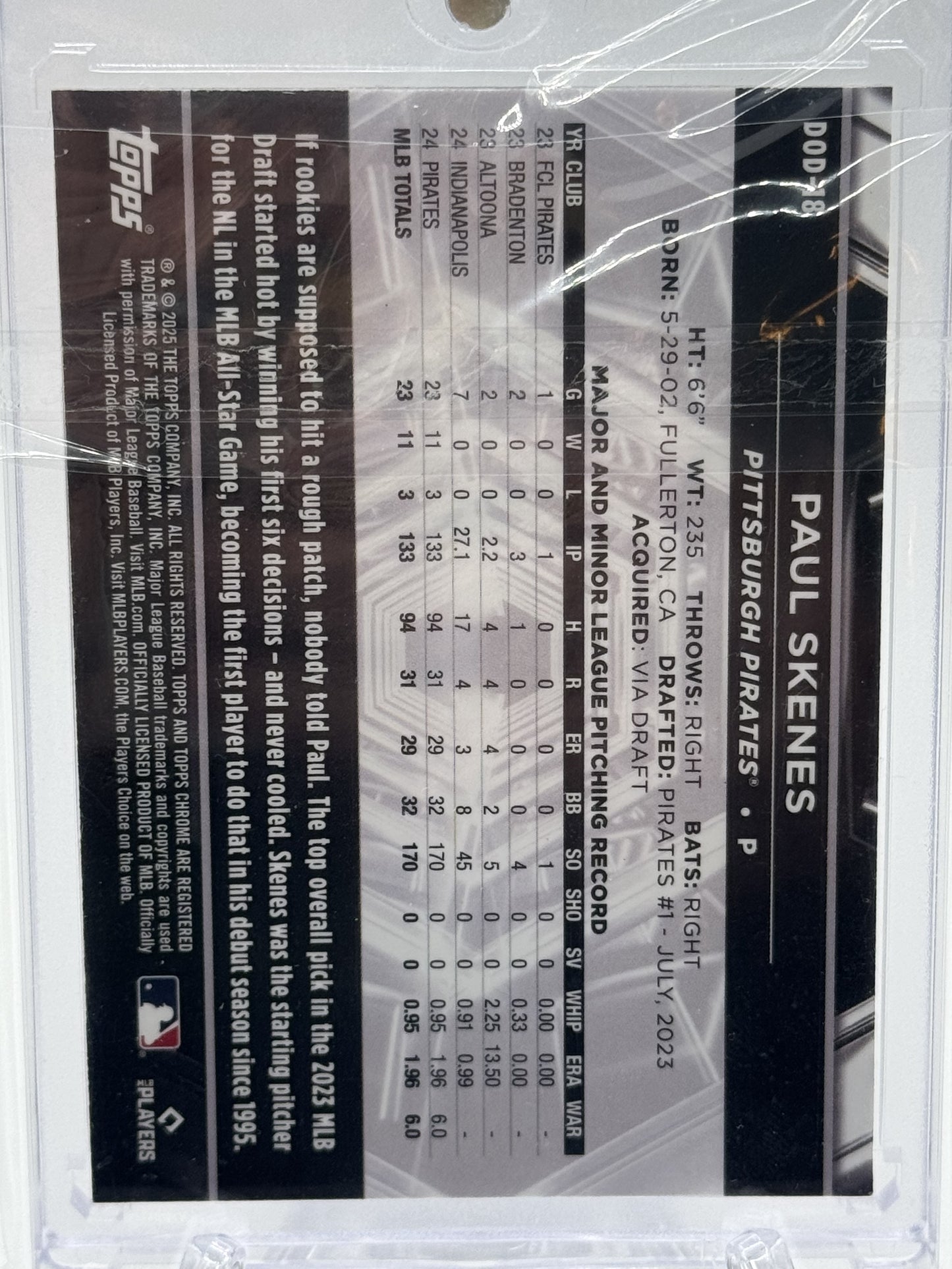 2025 Topps Chrome Black #DOD-18 Paul Skenes Depth of Darkness