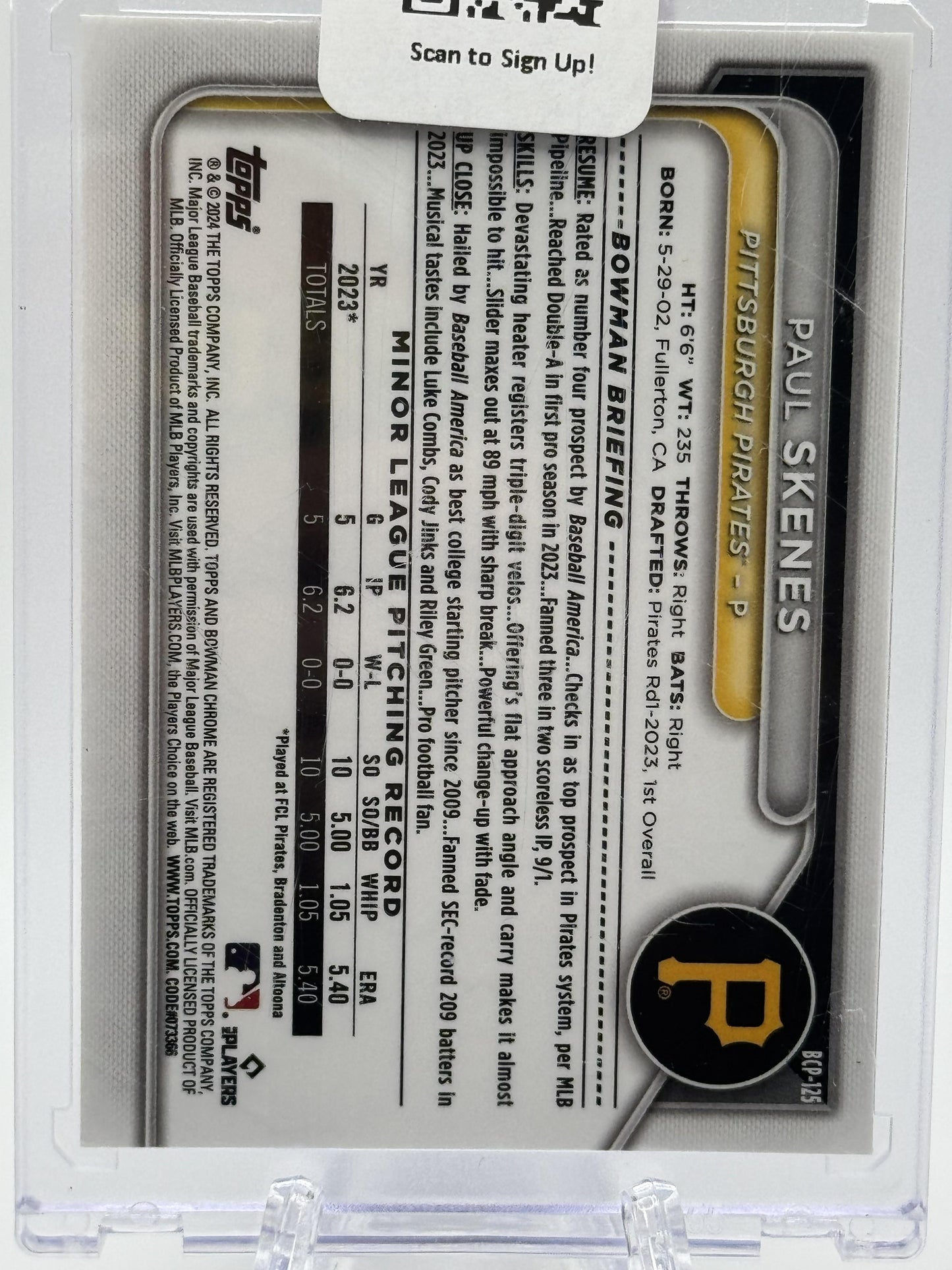 2024 Bowman #BCP-125 Paul Skenes Chrome Prospects Mojo Orange Refractors #/25