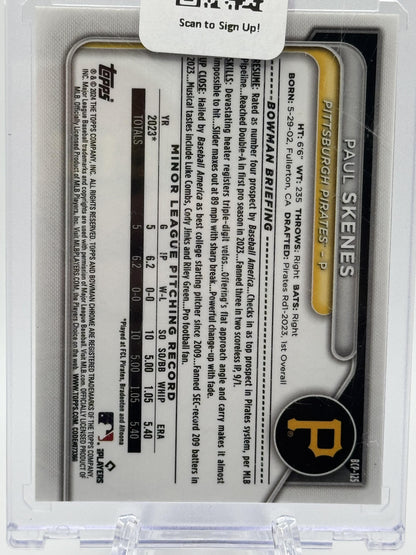 2024 Bowman #BCP-125 Paul Skenes Chrome Prospects Mojo Orange Refractors #/25