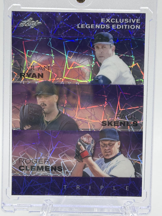 2024 Leaf Triple Nolan Ryan / Paul Skenes / Roger Clemens 9/15 Purple