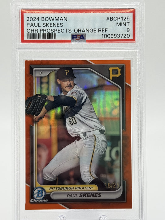 2024 Bowman #BCP-125 Paul Skenes Chrome Prospects Orange Refractors PSA 9 #/25