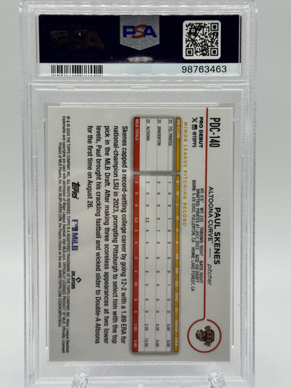 2024 Topps Pro Debut #PDC-140 Paul Skenes Orange Mini Diamond PSA 9 #5/25