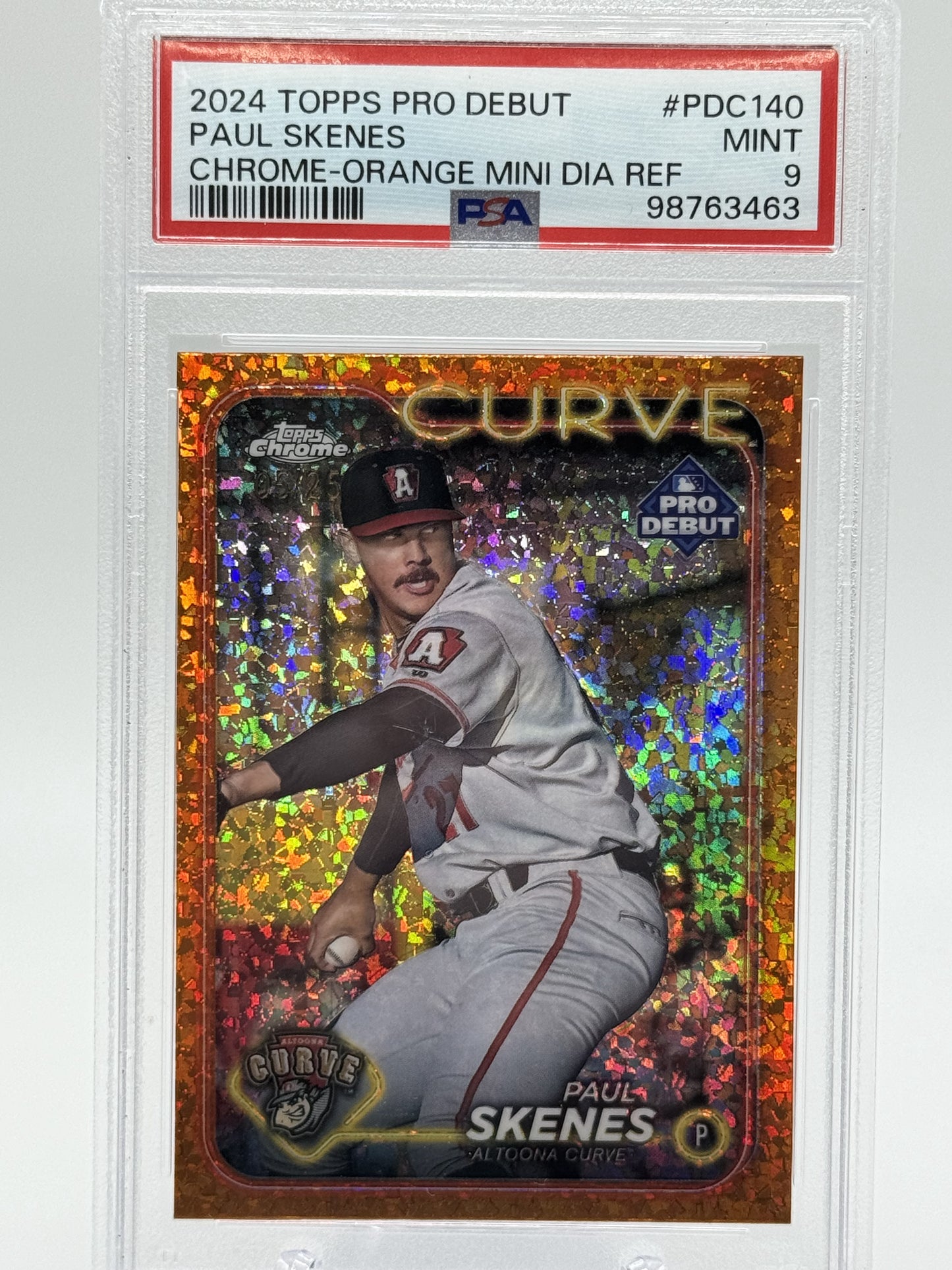 2024 Topps Pro Debut #PDC-140 Paul Skenes Orange Mini Diamond PSA 9 #5/25