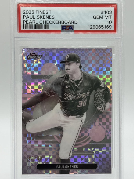 2025 Finest #103 Paul Skenes Pearl Checkerboard PSA 10 10/40
