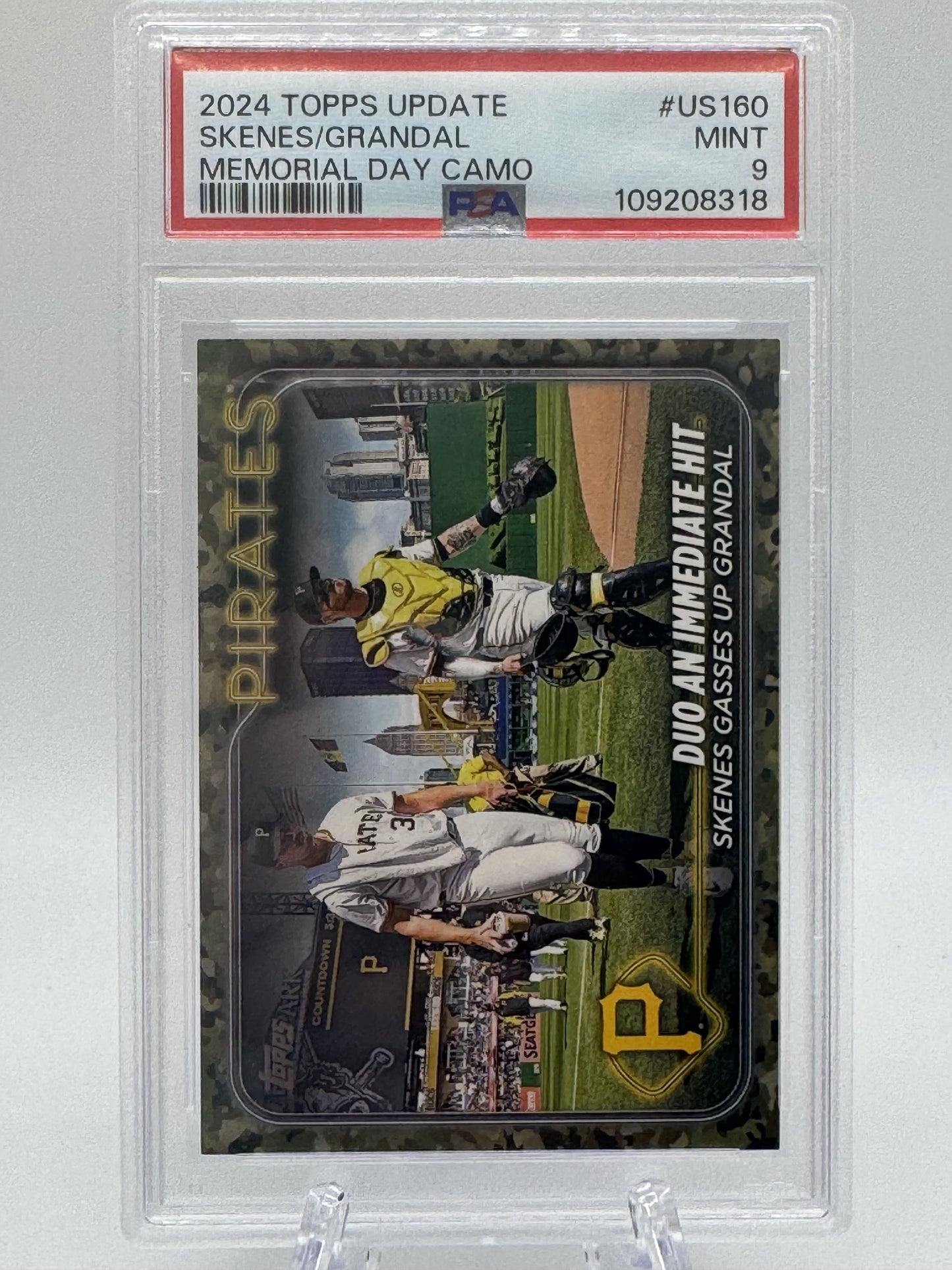 2024 Topps Update #US160 Paul Skenes / Yasmani Grandal Mem Day Camo PSA 9 #23/25