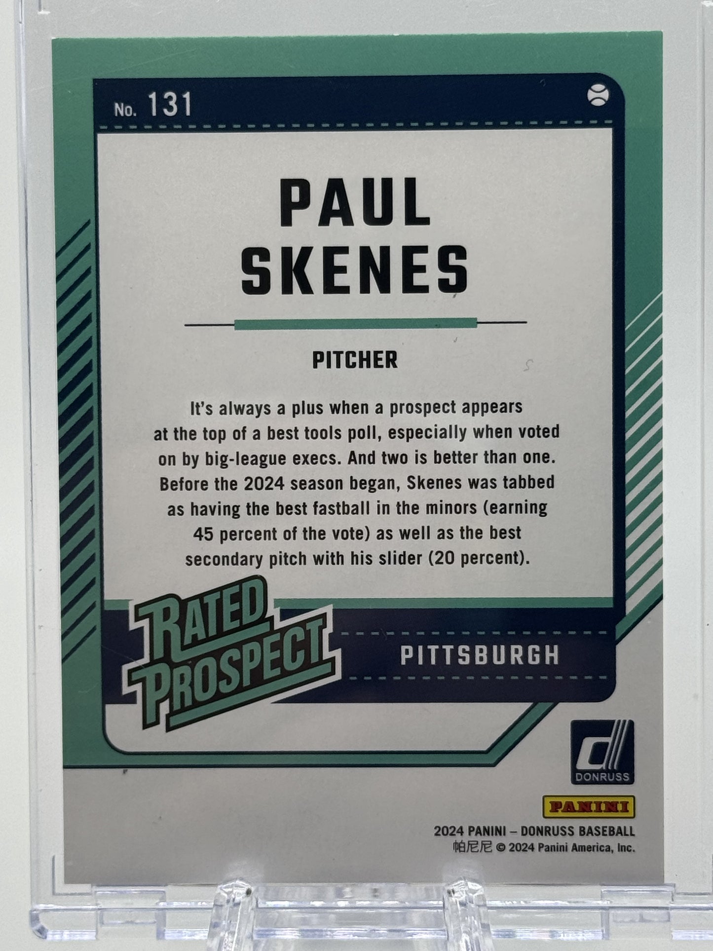 2024 Donruss #131 Paul Skenes Teal # 15/25
