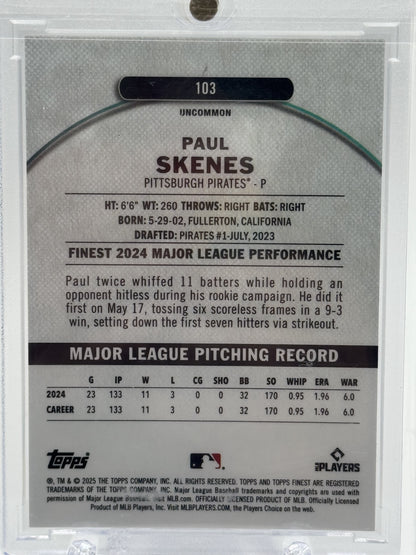 2025 Finest #103 Paul Skenes Black # 4/15