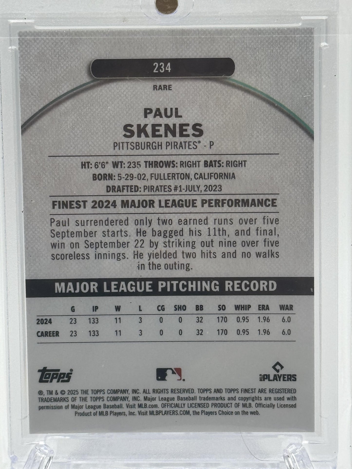 Paul Skenes Green Refractor card
