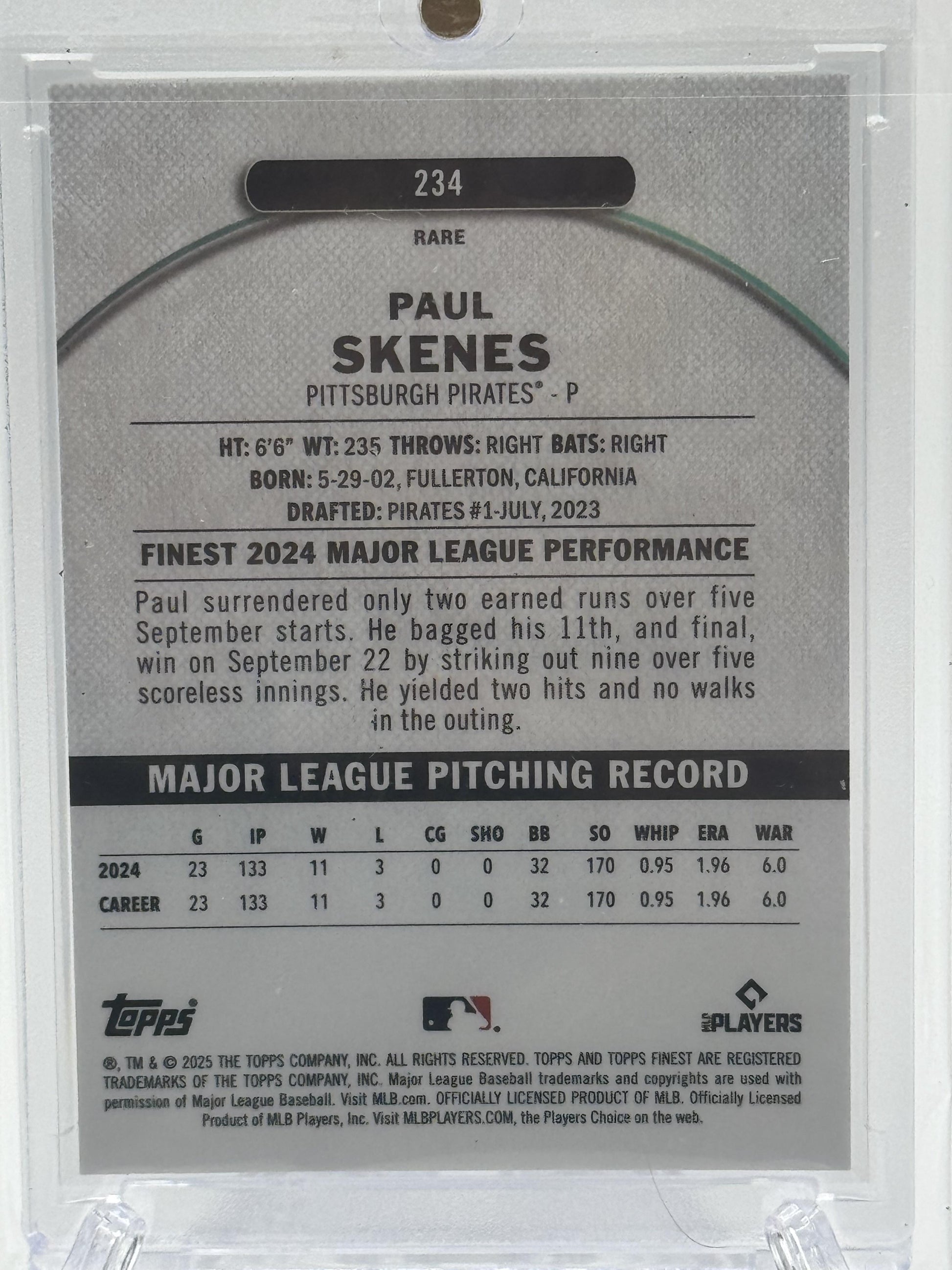 Paul Skenes Green Refractor card
