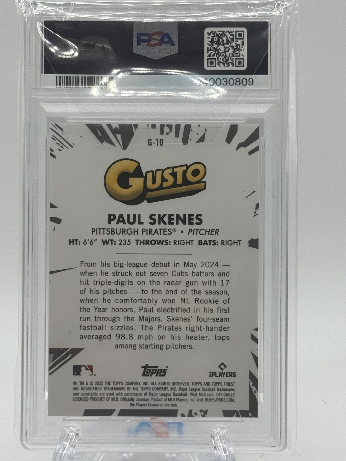 2025 Finest G-10 Paul Skenes Gusto PSA 9