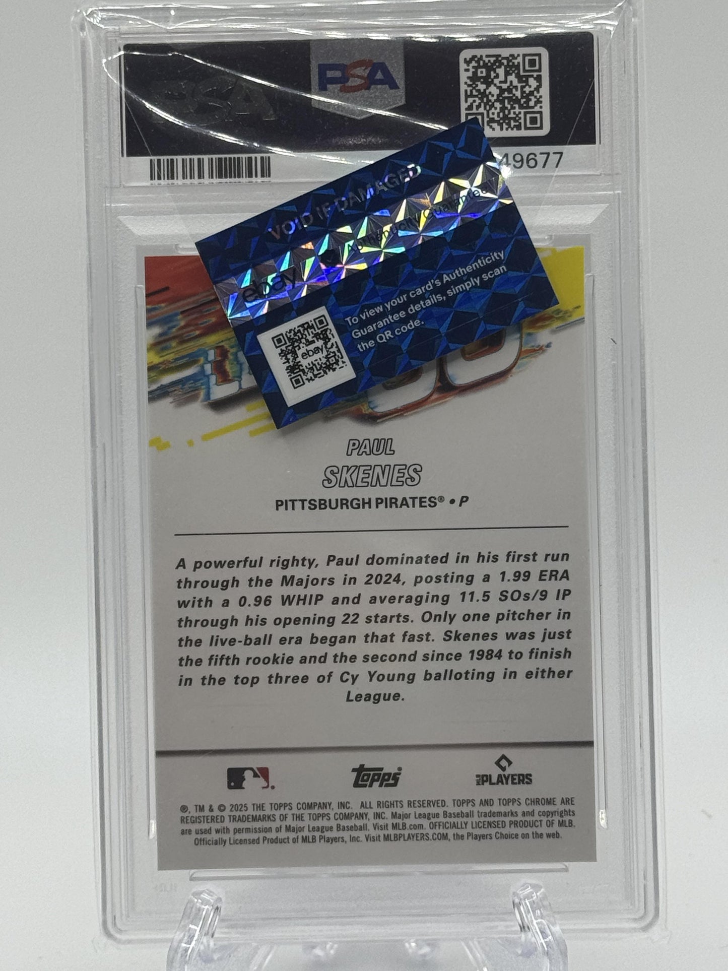 2025 Finest 50 Paul Skenes Oil Spill Refractor PSA 10