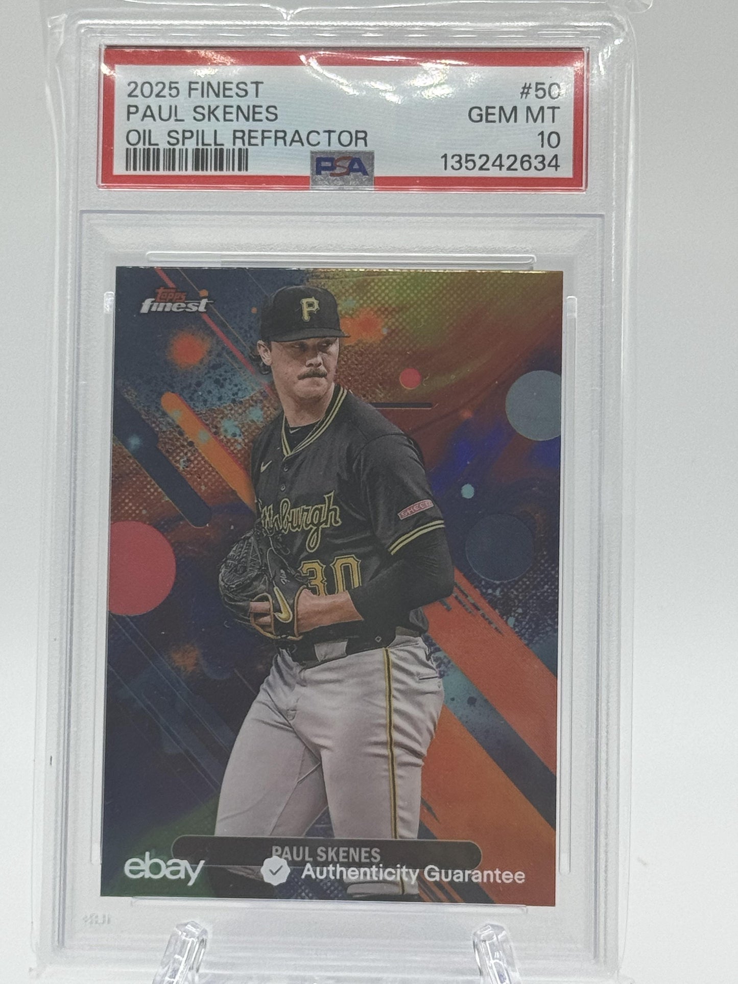 2025 Finest 50 Paul Skenes Oil Spill Refractor PSA 10