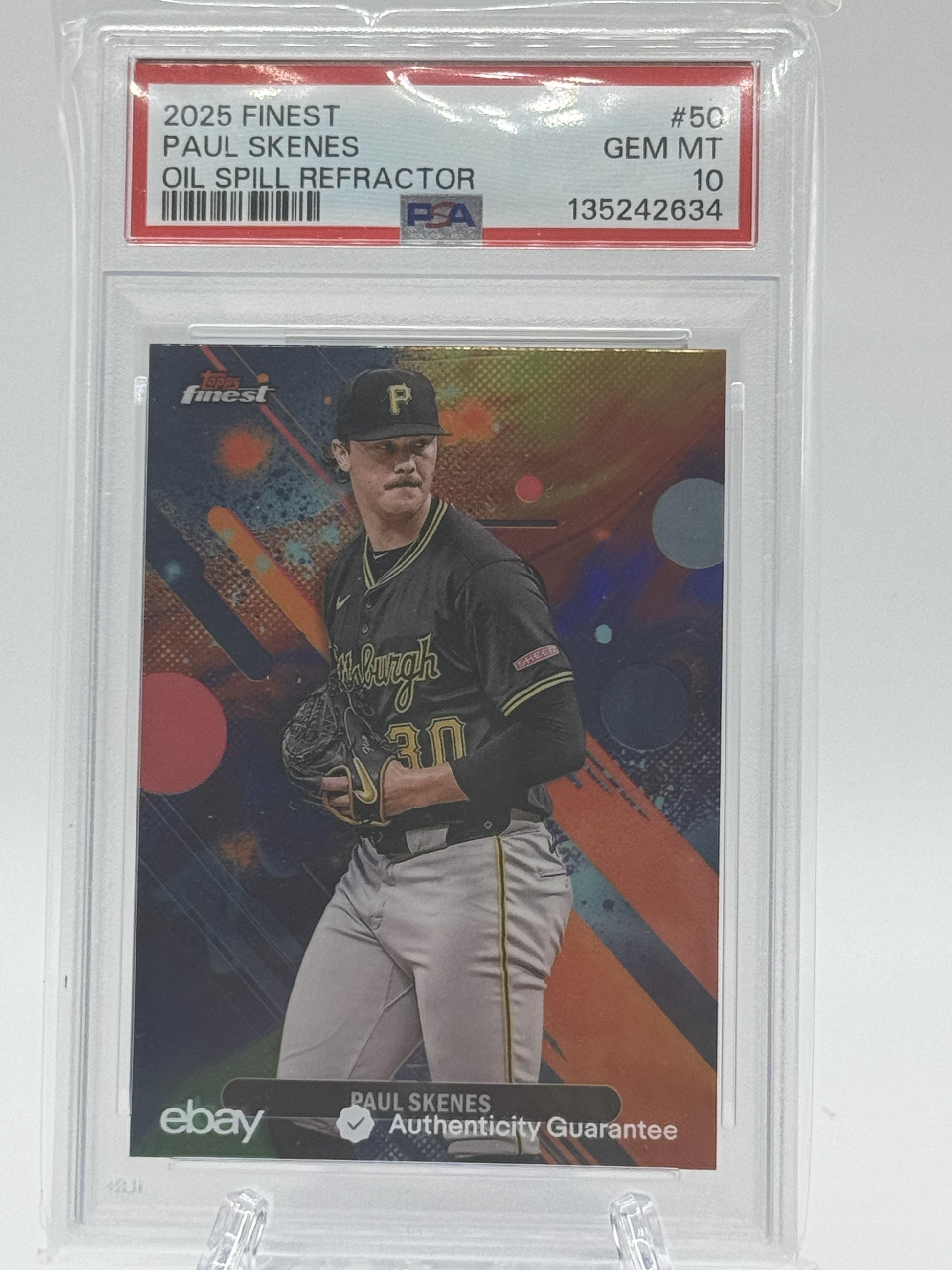 2025 Finest 50 Paul Skenes Oil Spill Refractor PSA 10