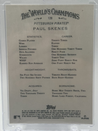 2025 Topps Allen & Ginter #128 Paul Skenes Foil Filagree Orange # 4/25
