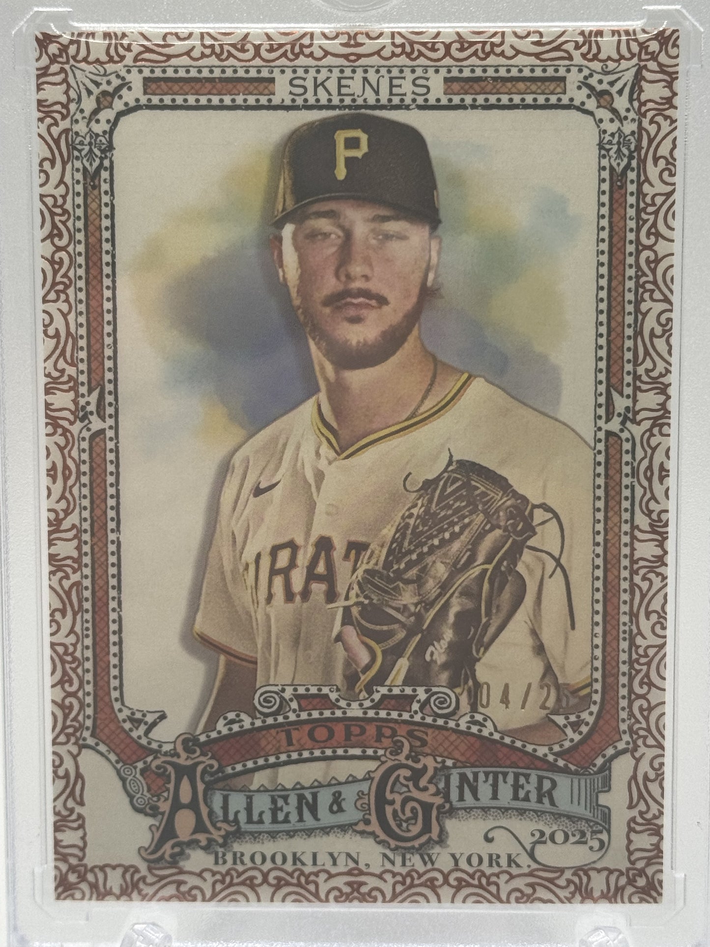 2025 Topps Allen & Ginter #128 Paul Skenes Foil Filagree Orange # 4/25