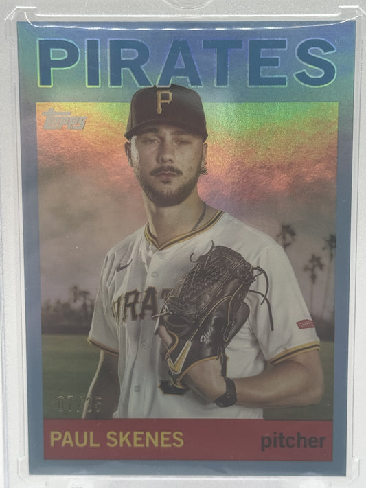 2025 Topps Archives #43 Paul Skenes Blue Foilboard # 7/25