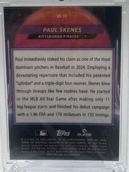 2025 Topps Chrome Cosmic #UB-20 Paul Skenes UB Orange Galactic Refractor # 1/25