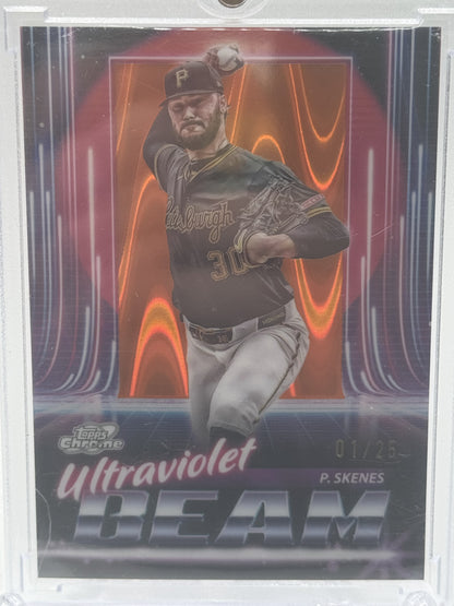 2025 Topps Chrome Cosmic #UB-20 Paul Skenes UB Orange Galactic Refractor # 1/25