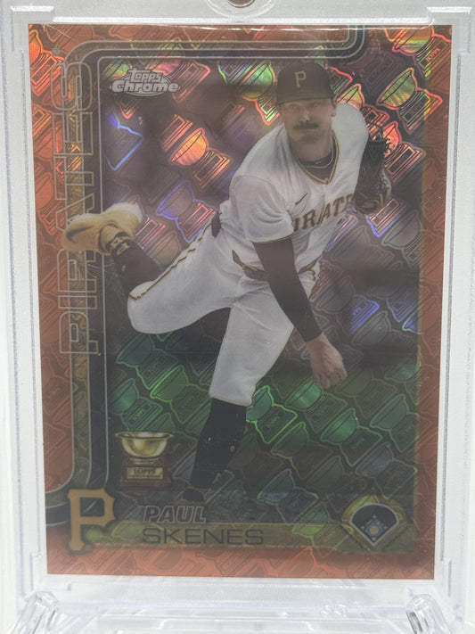 2025 Topps Chrome Update #98 Paul Skenes CupFractor Variations Orange # 15/25